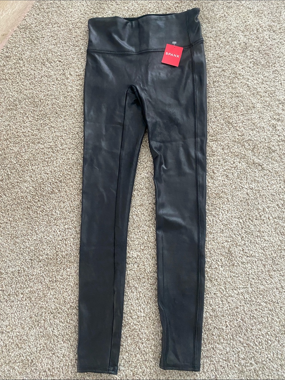 SPANX Black Faux-Leather High-Waist Leggings